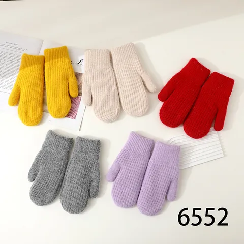 Winter Warm Thermal Knitted Mittens For Women Men Double Layer Thickened Rabbit Fur Blend Outdoor Cycling Cold Weather Gloves