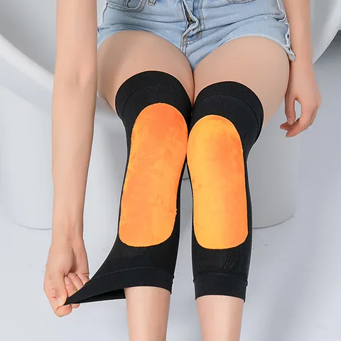 Unisex Autumn Winter Thermal Knit Knee Pads Fleece Lined Outdoor Sports Leg Warmers Joint Protection Gear