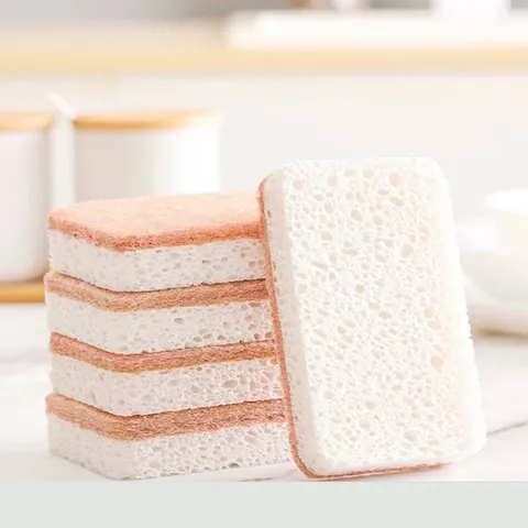 Wood Pulp Sponge Kitchen Dishwashing Sponge Thickened Scrub Pad Household Cleaning Sponge Block For Dish Pot Tableware