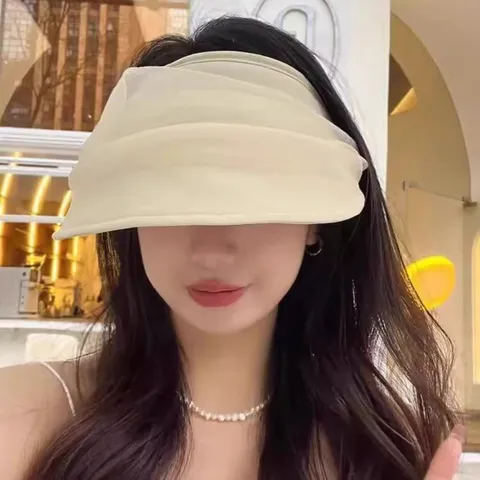Women Summer Organza Mesh Sun Protection Visor Hat Empty Top Beach Travel Sunshade Headband Hat