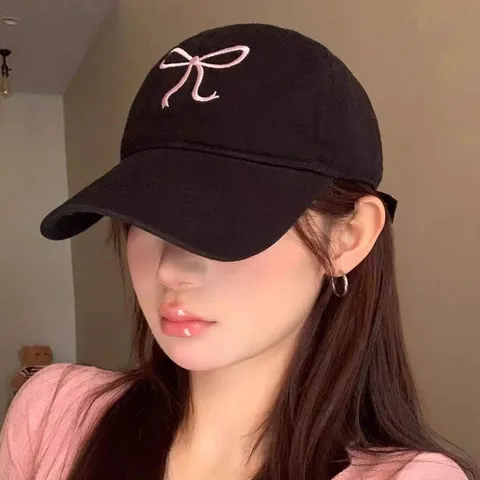 Sweet Bowknot Baseball Cap Women Cotton Adjustable Curved Brim Sun Hat Korean Style Casual Outdoor Sports Hat