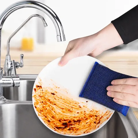 Polyester Steel Wire Scouring Pad Kitchen Cleaning Cloth