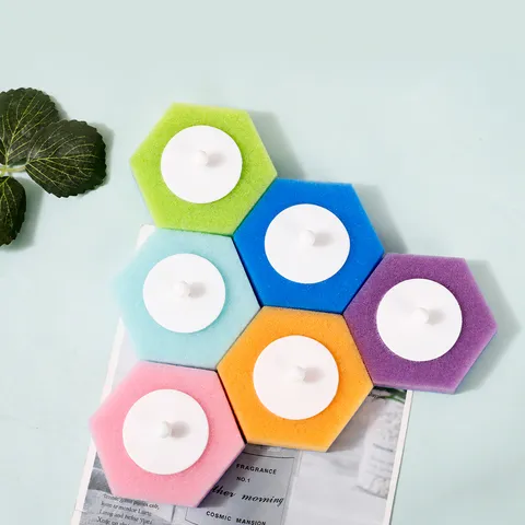 Disposable Toilet Brush Heads Replacement Sponge Refills Multicolor Hexagonal Bathroom Toilet Cleaning Tools