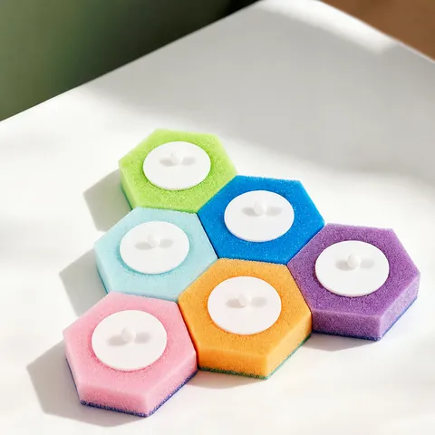 Disposable Toilet Brush Heads Replacement Sponge Refills Multicolor Hexagonal Bathroom Toilet Cleaning Tools