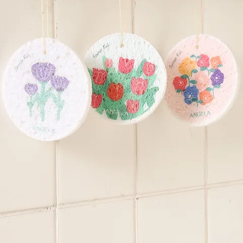 Cute Cartoon Animal Wood Pulp Sponge Kitchen Dishwashing Scrub Pad Compressed Absorbent Cleaning Wipe Sponge