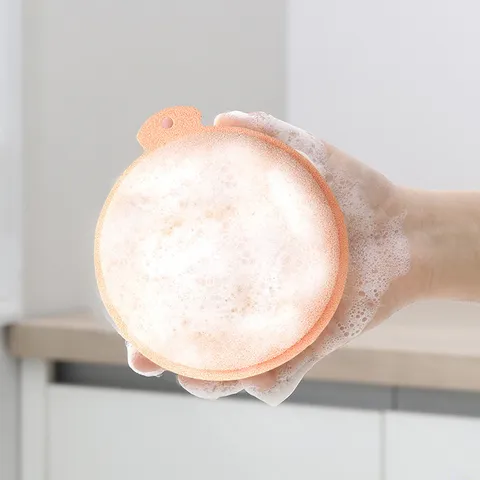 Kitchen Cleaning Sponge Double Sided Dishwashing Scrub Pad Round Dish Washing Sponge For Pot And Bowl Household
