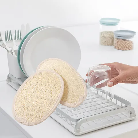 Natural Loofah Dish Scrubber Plant Fiber Kitchen Cleaning Pot Washing Rag
