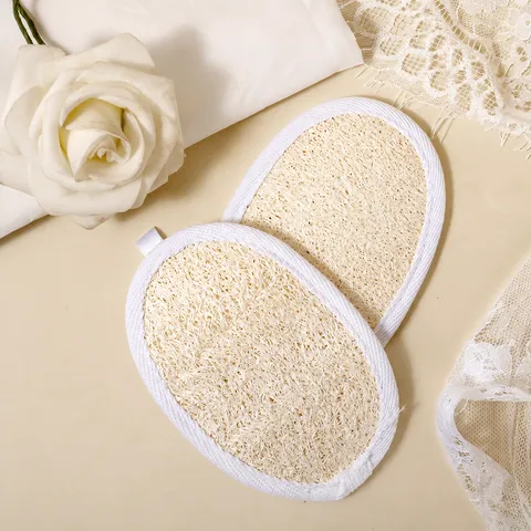 Natural Loofah Bath Sponge Exfoliating Body Scrubber Pad With Hand Strap For Bathroom And Kitchen Cleaning