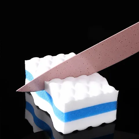 High Density Compressed Nano Sponge Magic Eraser Kitchen Dishwashing Scouring Pad Three Layer Wave Pattern Cleaning Sponge