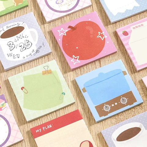 NOTE FOR Mini Notes Autocollantes Ensemble 90 Feuilles 3 Blocs Reliés Mignon Dessin Animé Papeterie Pour Étudiant Planificateur Scrapbooking Matériel