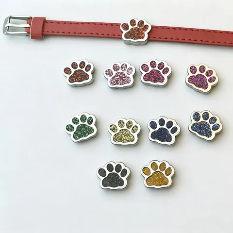 Mignons Breloques Empreinte de Chien Paillettes en Alliage Pendentifs Forme de Patte d'Animal Émaillés pour Fabrication de Bijoux DIY Bracelet Collier