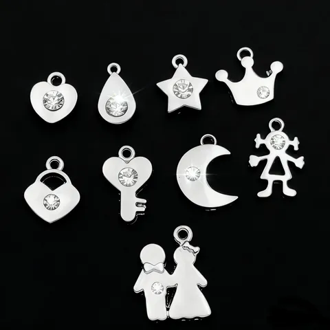 Breloques en Alliage de Zinc avec Strass Polie Électroplaqué Petits Pendentifs pour Fabrication de DIY Collier Bracelet Porte-clés Boucles d'Oreilles Accessoires