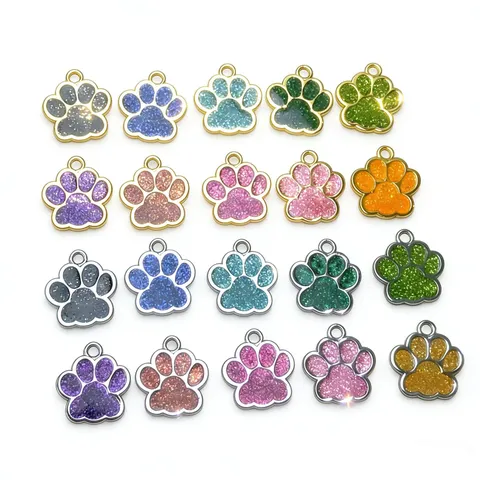 Médaille d'Identité pour Animaux en Alliage Paillettes Empreinte de Patte pour Chiens Chats Pendentif d'Identité Grande Taille Accessoire