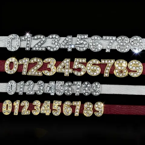 Breloques Coulissantes Numéro en Strass Perles Lettre Chiffre Alphabet en Alliage de Zinc pour DIY Porte-clés Bracelets Fournitures Bijoux