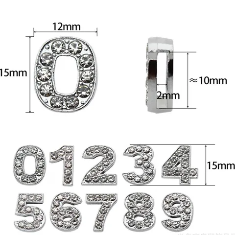 DIY Strass Breloques Numériques Numéro Alliage Cristal Or Acier Boucle Lettre Accessoires de Fabrication de Bijoux