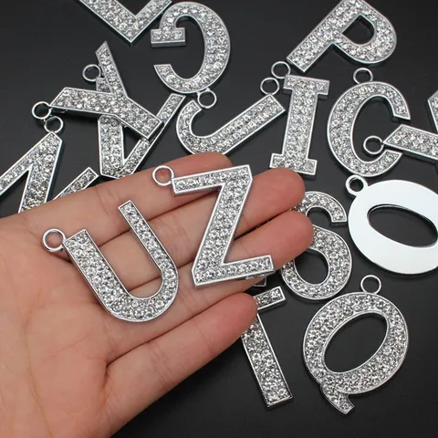 Pendentif Lettre en Strass DIY Grand Charm Alphabet Anglais Alliage Strass Étincelants Accessoires de Fabrication de Bijoux