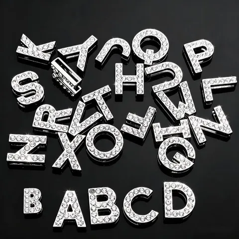 Breloques de Lettre Coulis en Strass Pendentifs Alphabet Étincelants en Alliage de Cristal pour Bracelet Collier Ceinture Fabrication de Bijoux