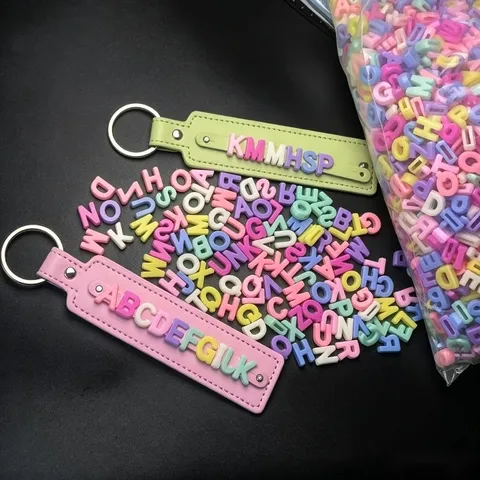Colorful Plastic English Letter Beads Smooth DIY Handmade Jewelry Pendants Accessories Keychain Chain Craft Making