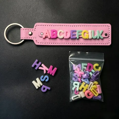 Colorful Plastic English Letter Beads Smooth DIY Handmade Jewelry Pendants Accessories Keychain Chain Craft Making