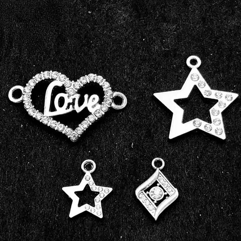 Breloques en Alliage de Zinc avec Strass Polie Électroplaqué Petits Pendentifs pour Fabrication de DIY Collier Bracelet Porte-clés Boucles d'Oreilles Accessoires