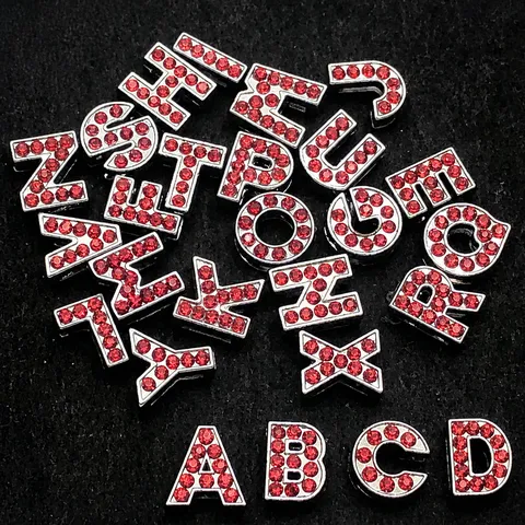 Lettres de l Alphabet en Alliage Strass Breloques Coulissantes Colorées Matériaux de Bricolage pour Bracelet Chaîne de Téléphone Création Bijoux