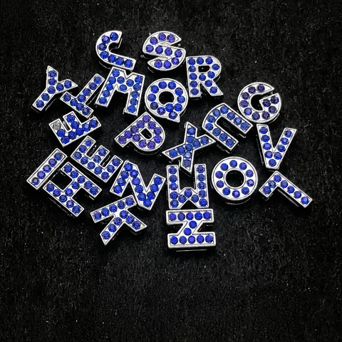 Breloques Coulissantes Lettres de l Alphabet en Alliage de Zinc et Strass Initiales Anglaises en Cristal Multicolore Fournitures DIY pour Bracelet Porte-clés