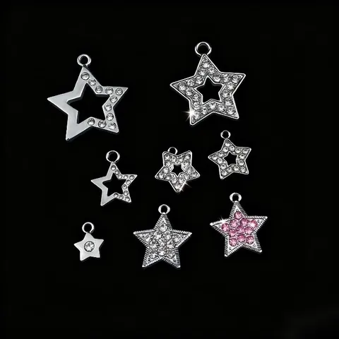 Pendentif Étoile en Alliage de Zinc Strass Charme Électroplaqué Étoile à Cinq Branches Pendentifs en Cristal pour Lingerie Soutien-Gorge Artisanat Fabrication de Bijoux Accessoires DIY