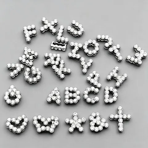 Pendentifs Initiales Lettres et Symboles en Strass Vague en Alliage de Zinc pour Bracelet Collier DIY Porte-clés Fait Main Accessoires de Fabrication de Bijoux