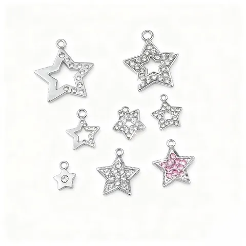 Pendentif Étoile en Alliage de Zinc Strass Charme Électroplaqué Étoile à Cinq Branches Pendentifs en Cristal pour Lingerie Soutien-Gorge Artisanat Fabrication de Bijoux Accessoires DIY
