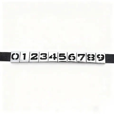 8mm Alloy Hollow Digital Number Slider Beads Diy Jewelry Findings Charms For Phone Chain Bracelet Making Accessories