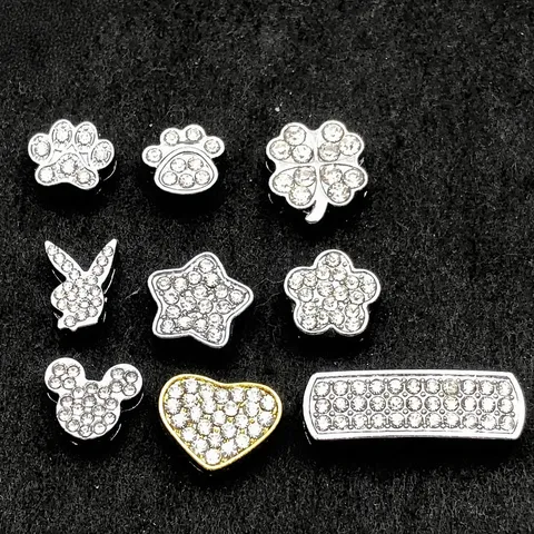 Zinc Alloy Rhinestone Inlaid DIY Jewelry Charm Peace Sign Elephant Heart Spade Club Pendant Accessories
