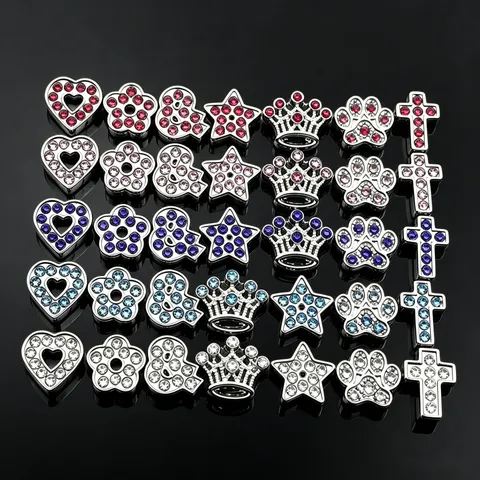 Alliage Strass DIY Bijoux Pendentifs Cœur Étoile Couronne Croix Forme Perles de Cristal Accessoires Pour Bracelet Porte-clés