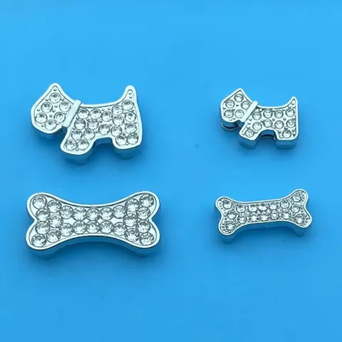 Alloy Rhinestone Puppy Bone Charms DIY Wristband Pet Collar Accessories Sparkling Crystal Jewelry Making Findings