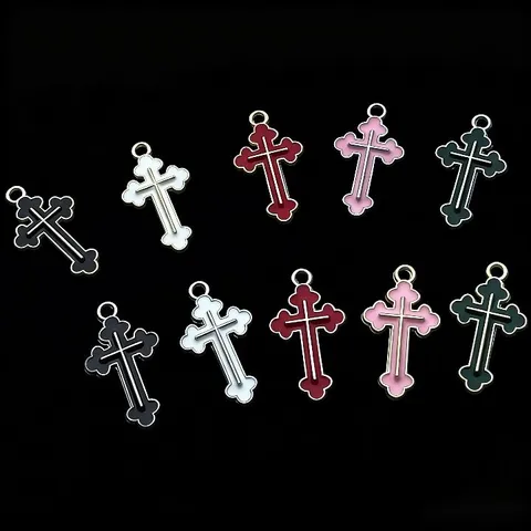 Alloy Kreuz Anhänger Emaille Tropföl Charms Für DIY Halskette Ohrringe Armband Schmuckherstellung Handwerk Befunde