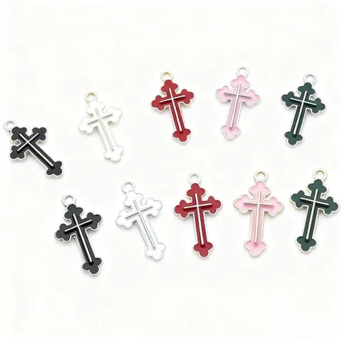 Alloy Kreuz Anhänger Emaille Tropföl Charms Für DIY Halskette Ohrringe Armband Schmuckherstellung Handwerk Befunde