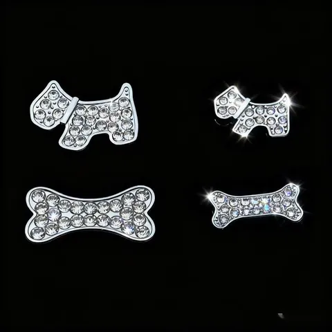 Alloy Rhinestone Puppy Bone Charms DIY Wristband Pet Collar Accessories Sparkling Crystal Jewelry Making Findings