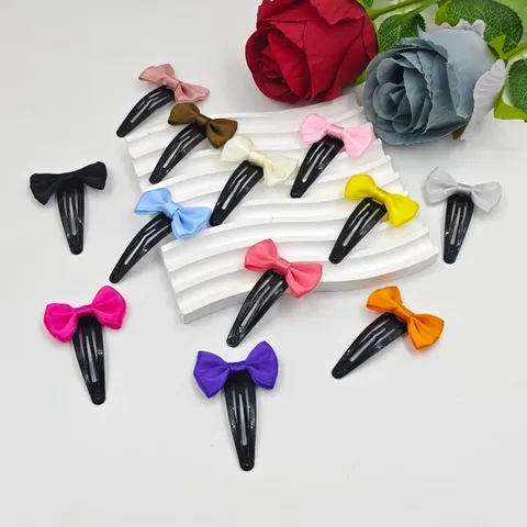 Handmade Satin Ribbon Bow Hair Clips For Girls Sweet Princess Metal BB Clips Boutique Sweet Hair Accessories Headwear Jewelry