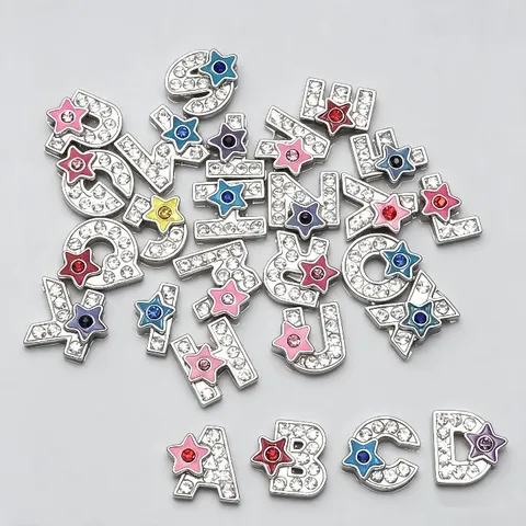 Pendentif DIY de Breloques de Lettres en Strass en Alliage Brillant pour Bracelet Collier Porte-clés Accessoires de Fabrication de Bijoux