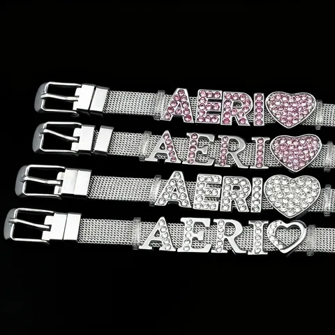 Accessorio Portachiavi Braccialetto con Lettere in Strass in Lega DIY Ciondolo con Lettera in Cristallo Rosa Scintillante Creazione