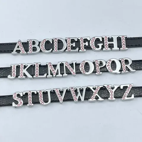 Accessorio Portachiavi Braccialetto con Lettere in Strass in Lega DIY Ciondolo con Lettera in Cristallo Rosa Scintillante Creazione