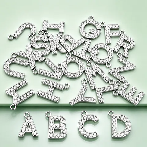 Full Rhinestone Letter Pendant Alloy Letter Charm For DIY Necklace Sweater Chain Key Chain Jewelry Making