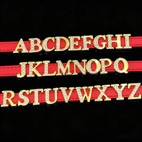 Breloques Lettres Strass en Alliage Doré Alphabet Anglais Accessoires de Fabrication de Bijoux DIY pour Bracelet Collier Porte-clés