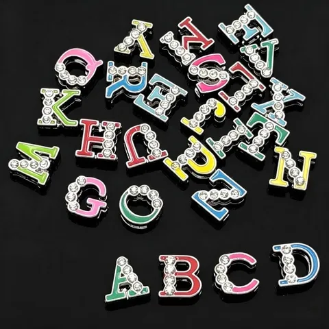Pendentifs Et Curseurs De Lettres En Strass En Alliage Coloré Pour La Fabrication De Bijoux DIY Bracelet Chaîne De Téléphone