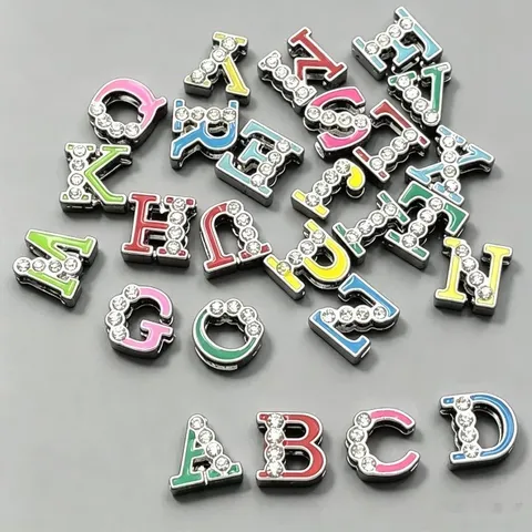 Pendentifs Et Curseurs De Lettres En Strass En Alliage Coloré Pour La Fabrication De Bijoux DIY Bracelet Chaîne De Téléphone