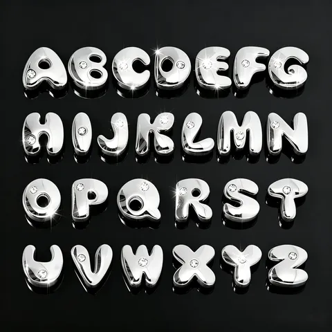DIY Alliage Strass Lettre Breloques Alphabet Pendentifs Pour Bracelet Porte-clés Fabrication de Bijoux