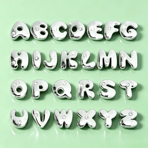 DIY Alliage Strass Lettre Breloques Alphabet Pendentifs Pour Bracelet Porte-clés Fabrication de Bijoux