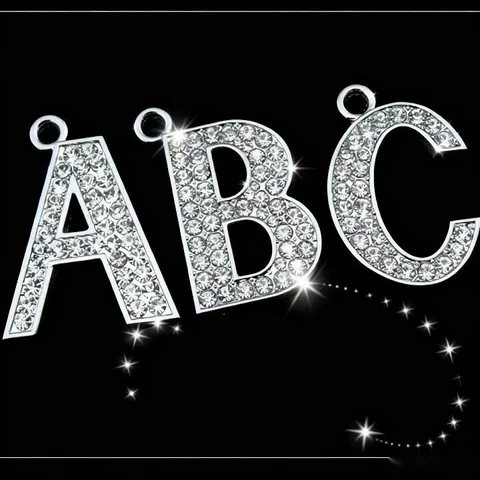 Grand Pendentif Lettre Anglaise en Alliage Strass Breloque Suspendue DIY pour Chaîne de Pull Porte-Clés Fabrication de Bijoux