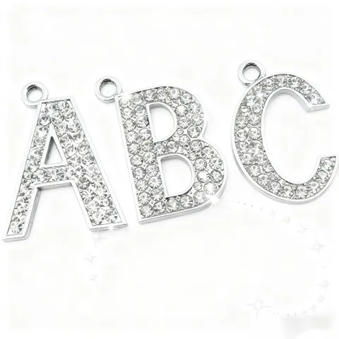 Grand Pendentif Lettre Anglaise en Alliage Strass Breloque Suspendue DIY pour Chaîne de Pull Porte-Clés Fabrication de Bijoux