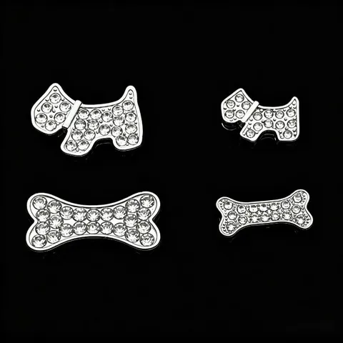 Legering Puppy En Bot Strass Bedel DIY Sieraden Accessoires Zilverkleurige Schuifkraal Voor Huisdieren Halsband Armband Ambacht
