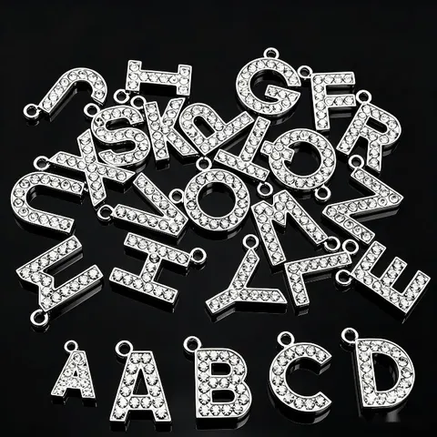 Full Rhinestone Letter Pendant Alloy Letter Charm For DIY Necklace Sweater Chain Key Chain Jewelry Making